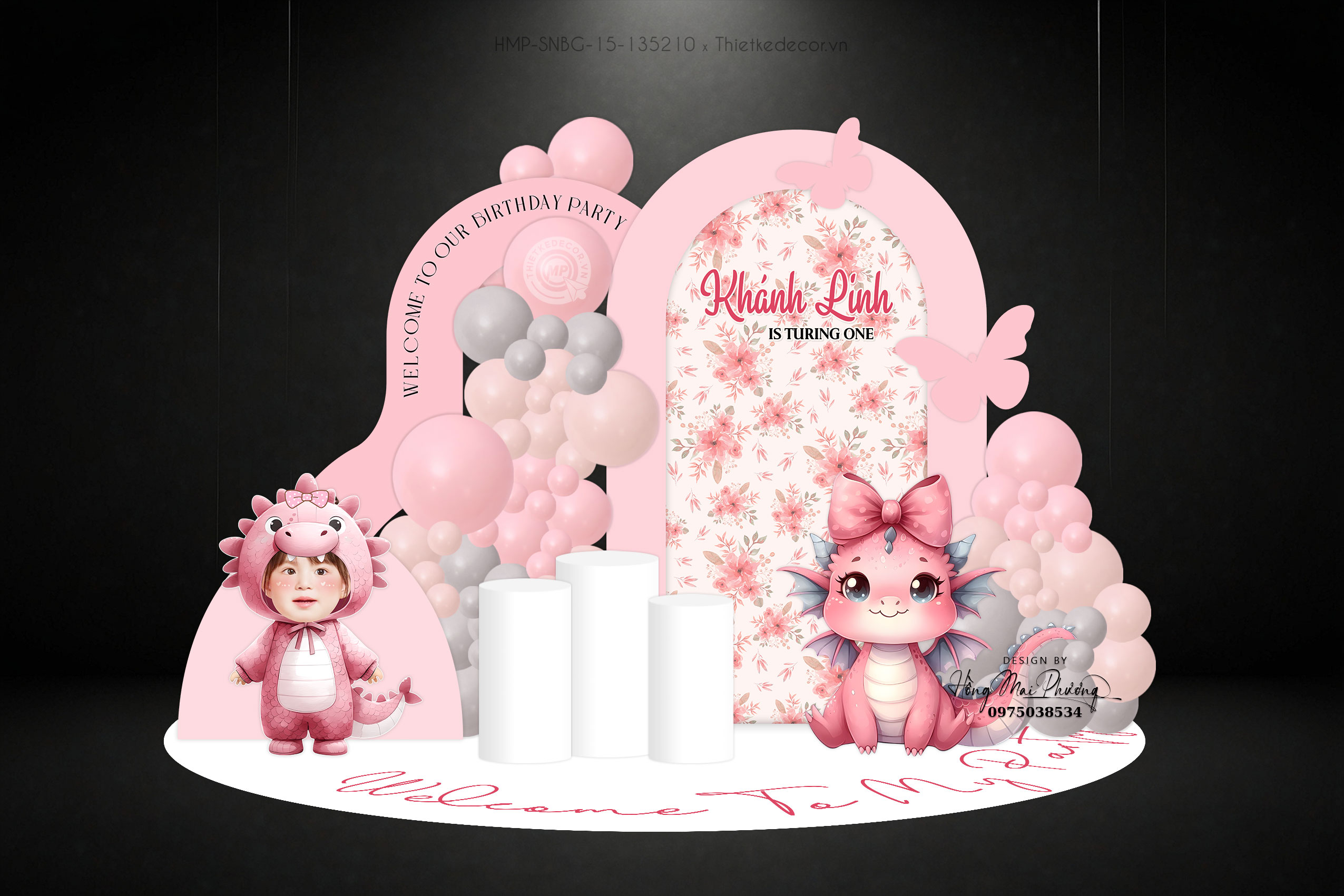 Sinh nhật bé gái tone hồng tuổi rồng